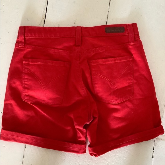 Calvin Klein red denim shorts like new 4 - Picture 2 of 6